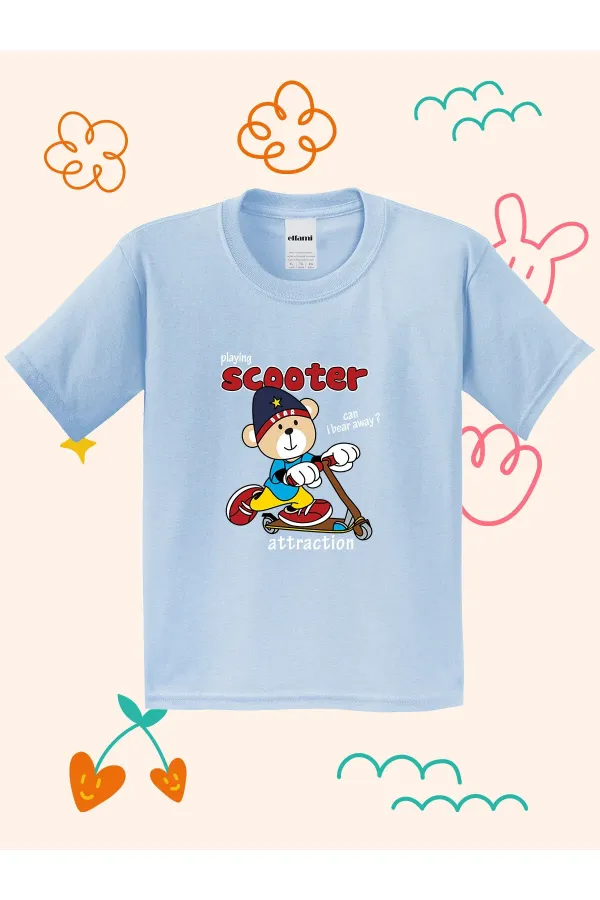 T-shirt enfant imprimé ours en peluche et scooter