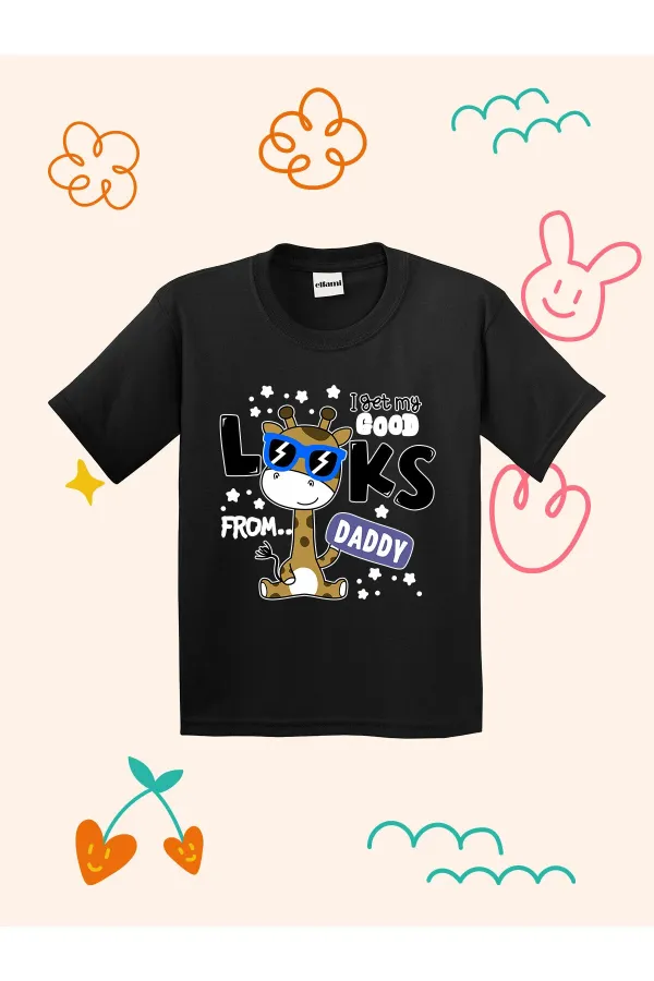 Cute Giraffe with Glasses Print Kids T-shirt