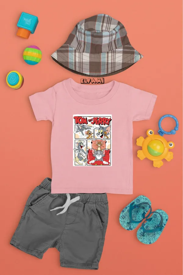 T-shirt imprimé Tom et Jerry pour fille/garçon