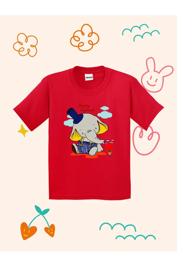 Happy Elephant Printed Kids T-shirt
