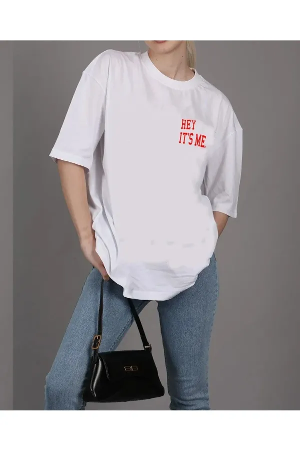 Unisex Hey IT`S ME Printed Oversize Boyfriend T-Shirt