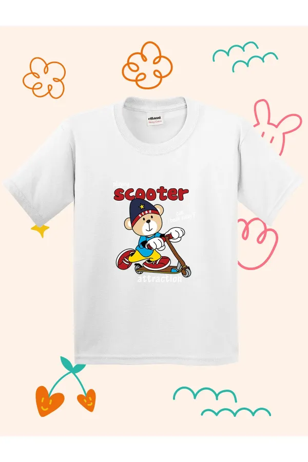 Scooter Ayıcık Baskılı Çocuk T-shirt