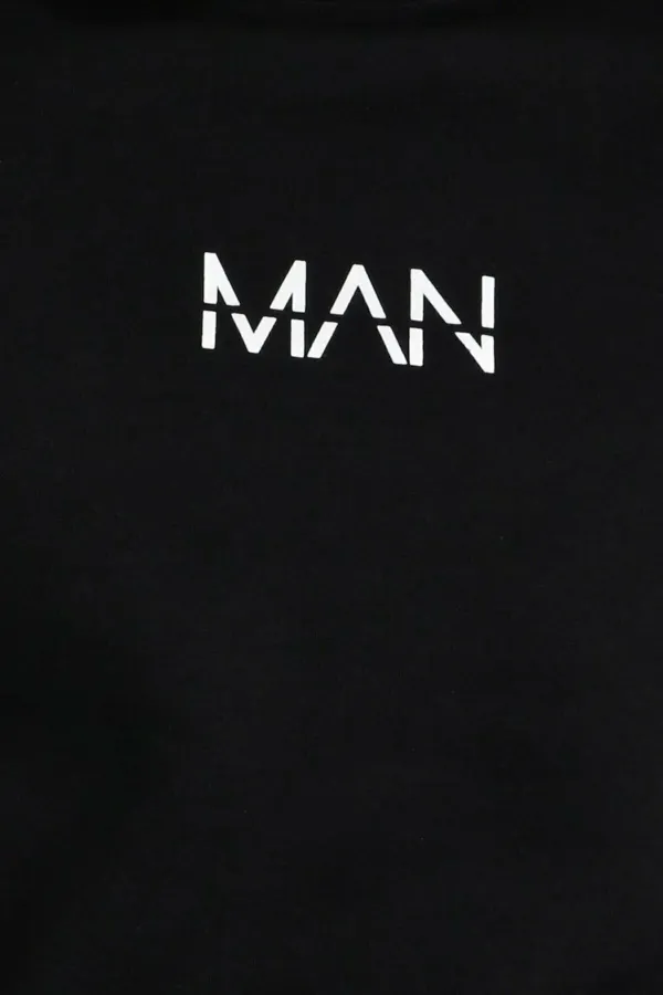 Erkek Siyah Man Baskılı Oversize Sweatshirt