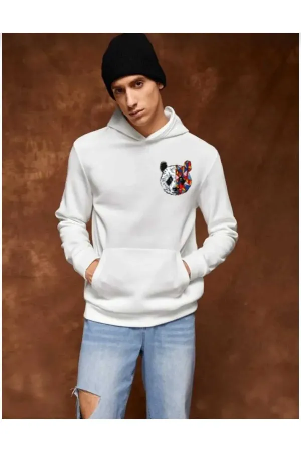 Panda Printed White Sweater