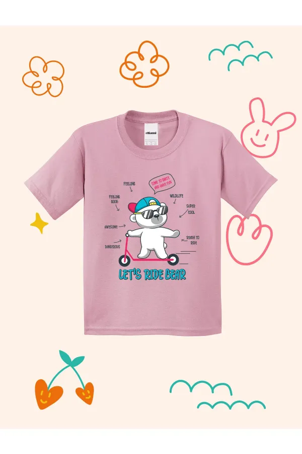 Kids' T-shirt with Skateboarder Teddy Bear Design Print
