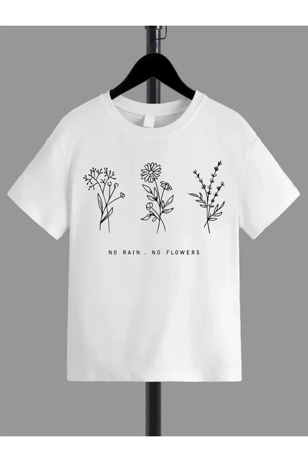 NO FLOWERS BASKILI ÇOCUK TİŞÖRT