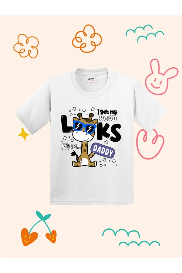 Cute Giraffe with Glasses Print Kids T-shirt
