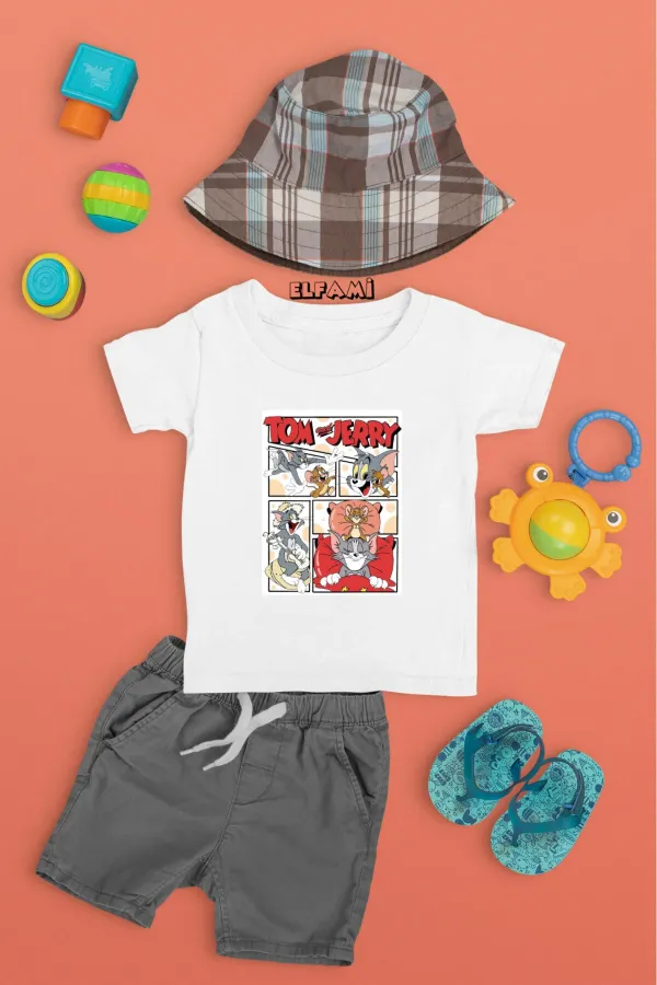 T-shirt imprimé Tom et Jerry pour fille/garçon