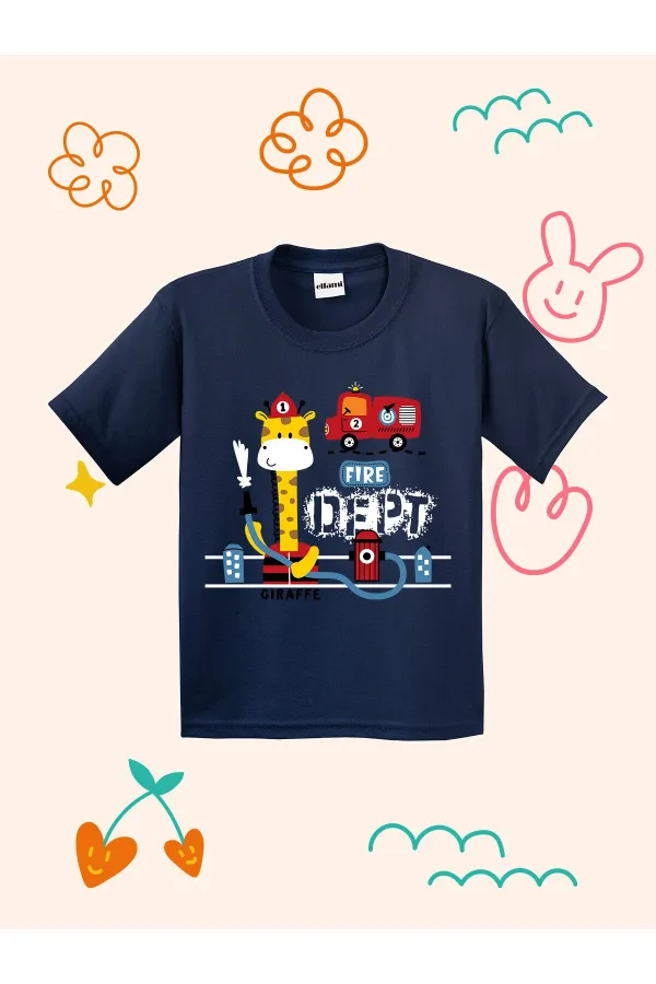T-shirt enfant imprimé girafe pompier
