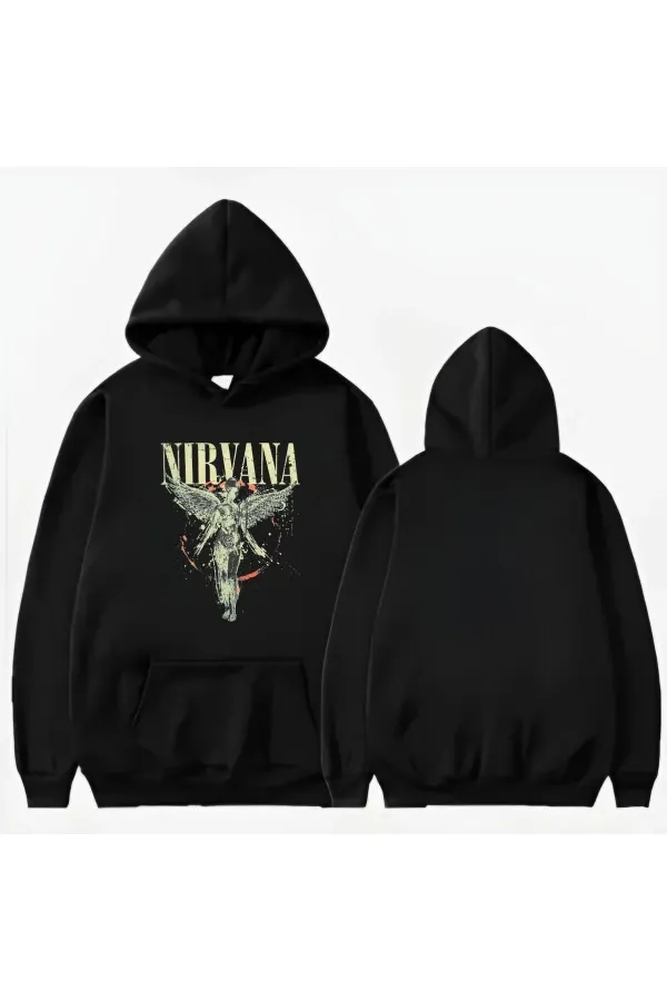 NIRVANA PRINTED HOODED SWEATSHIRT NIRVANA PRINTED HOODED SWEATSHIRT