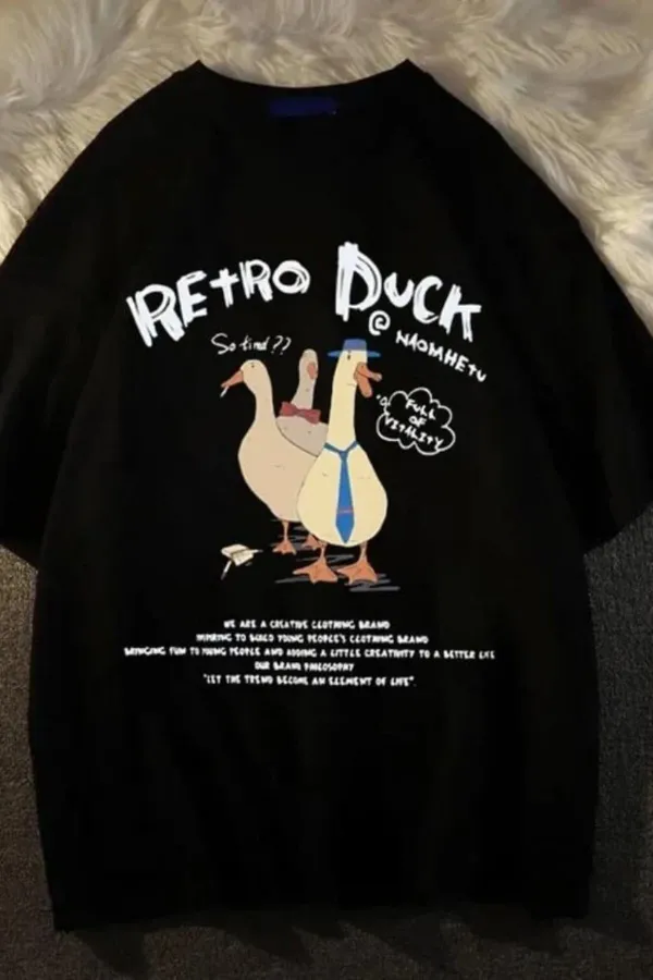 Y2k Retro Duck Printed Unisex Oversized T-shirt