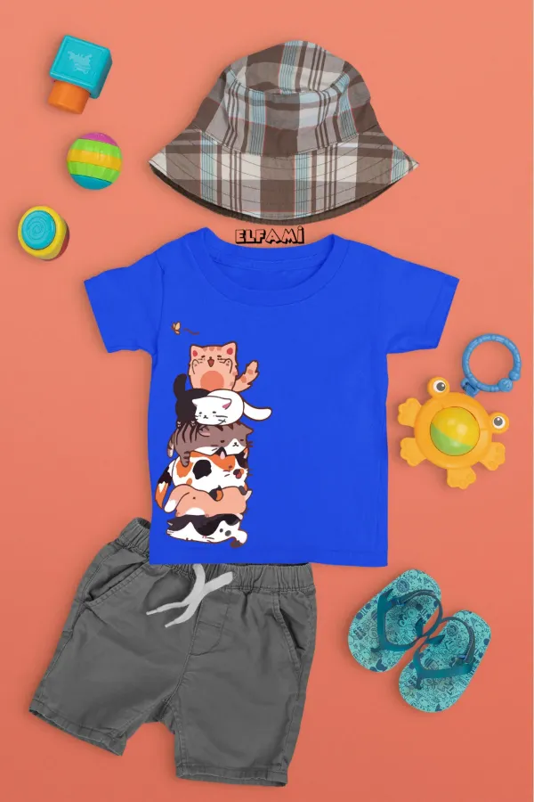 T-shirt imprimé chat pour fille/garçon