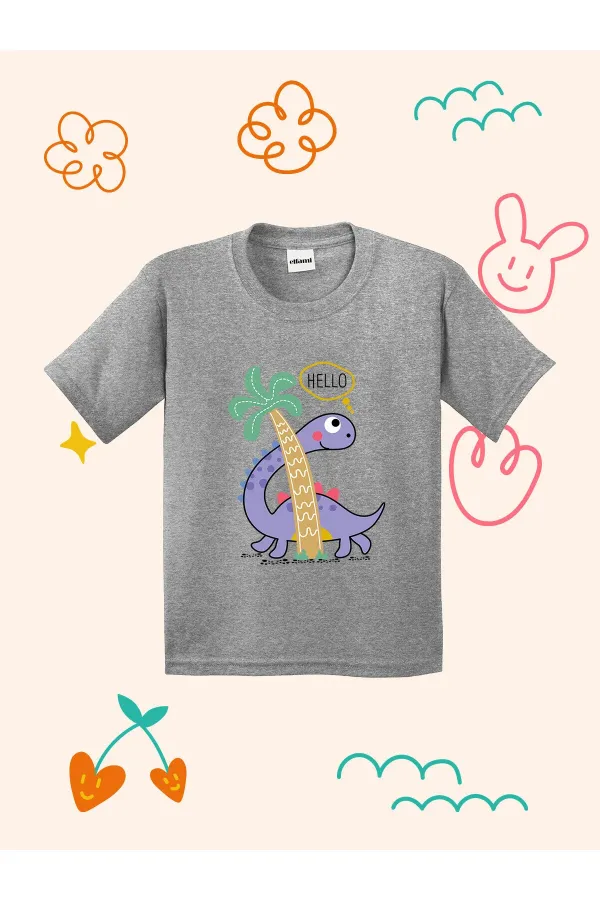 Hello Dino Designed Kids T-shirt