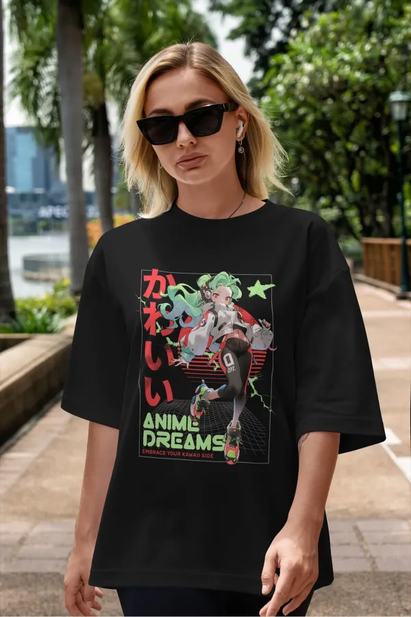 Unisex Men's/Women's Anime Dreams Custom Printed Cotton Oversize T-shirt