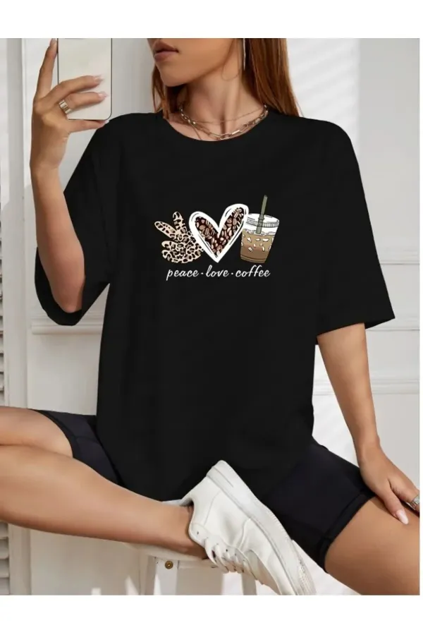 PLC Design Peace-Love-Coffee Oversize T-shirt