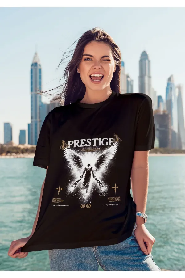 Unisex Men's/Women's PRESTIGE Colorful Custom Printed Oversize Cotton Crew Neck T-Shirt