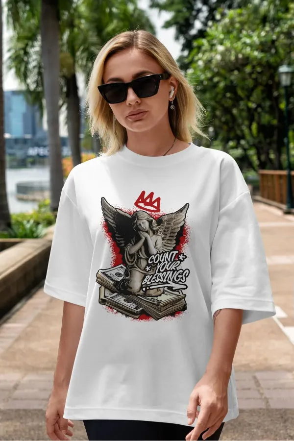 Unisex Men's/Women's COUNT Custom Printed Oversize Cotton Crew Neck T-Shirt