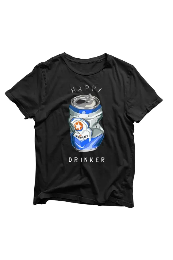 Happy Drinker Tişört - %100 Pamuklu