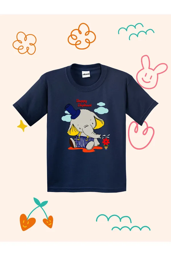 Happy Elephant Printed Kids T-shirt