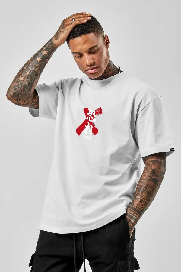 Unisex Oversize T-shirt X Print White