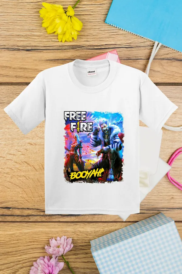 T-shirt imprimé pour enfants FreeFire Booyah Design