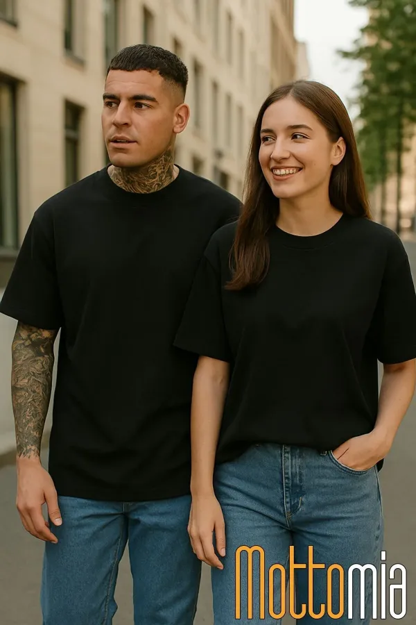 Black Unisex Oversize Cotton Lycra Crew Neck Unprinted T-Shirt (T-SHIRT)