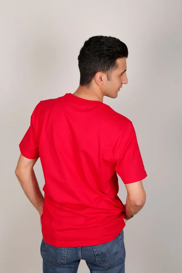 RED PRINTED CREW NECK T-SHIRT