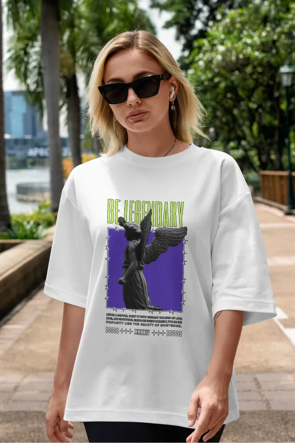 BE LEGENDARY Unisex Men's/Women's Colorful Custom Printed Oversize Cotton Crew Neck T-Shirt