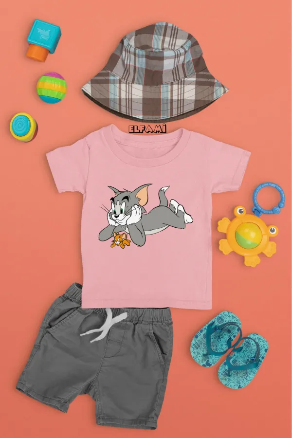 T-shirt imprimé Tom et Jerry pour fille/garçon