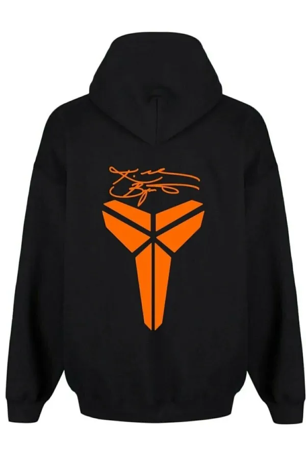 Unisex Kobe Bryant Imzalı Ön Arka Turuncu Baskılı Kapüşonlu Sweatshirt