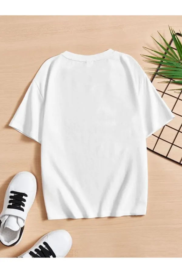 T-shirt enfant blanc imprimé joueur de basket-ball