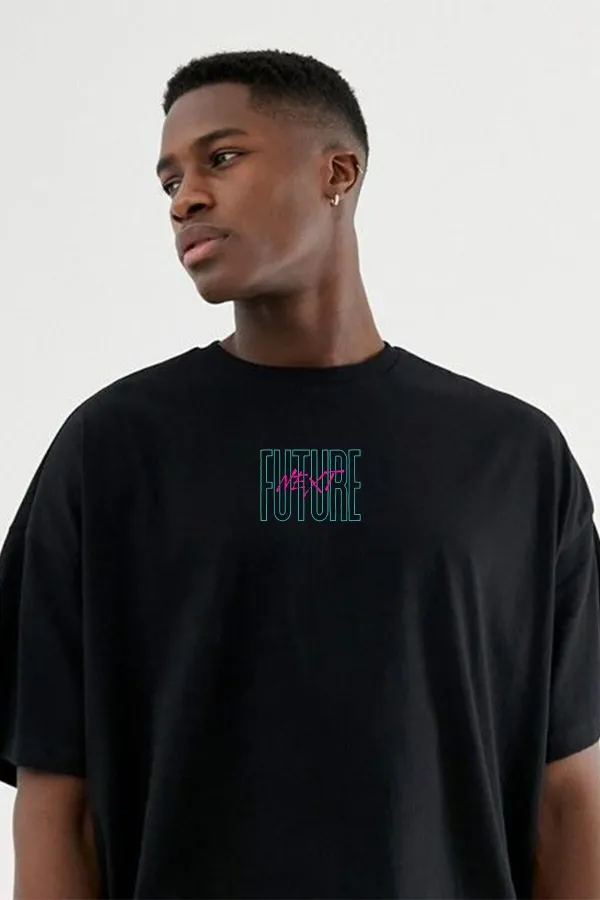 Future Printed Black Unisex Oversize T-shirt