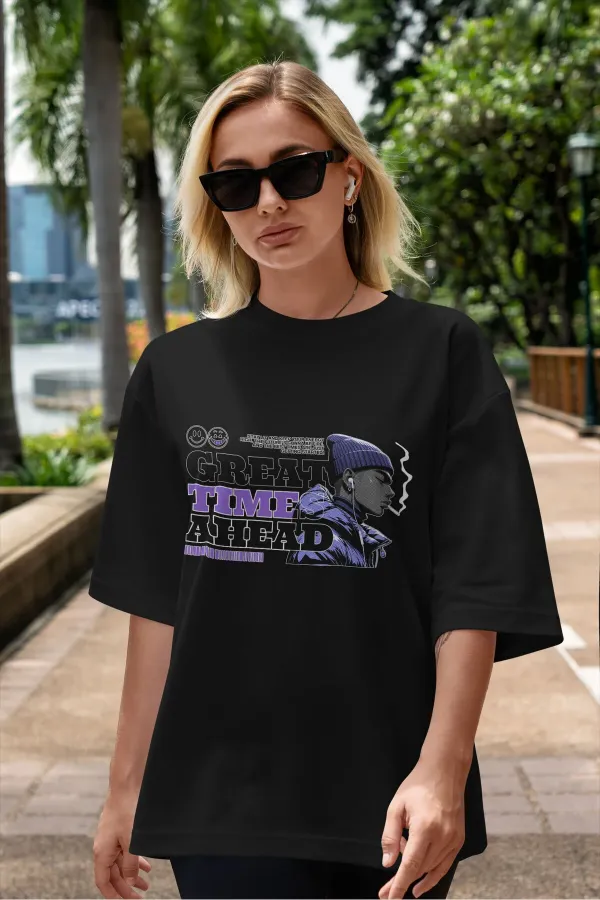 Unisex Men's/Women's GREAT TIME AHEAD Custom Printed Oversize Cotton Crew Neck T-Shirt