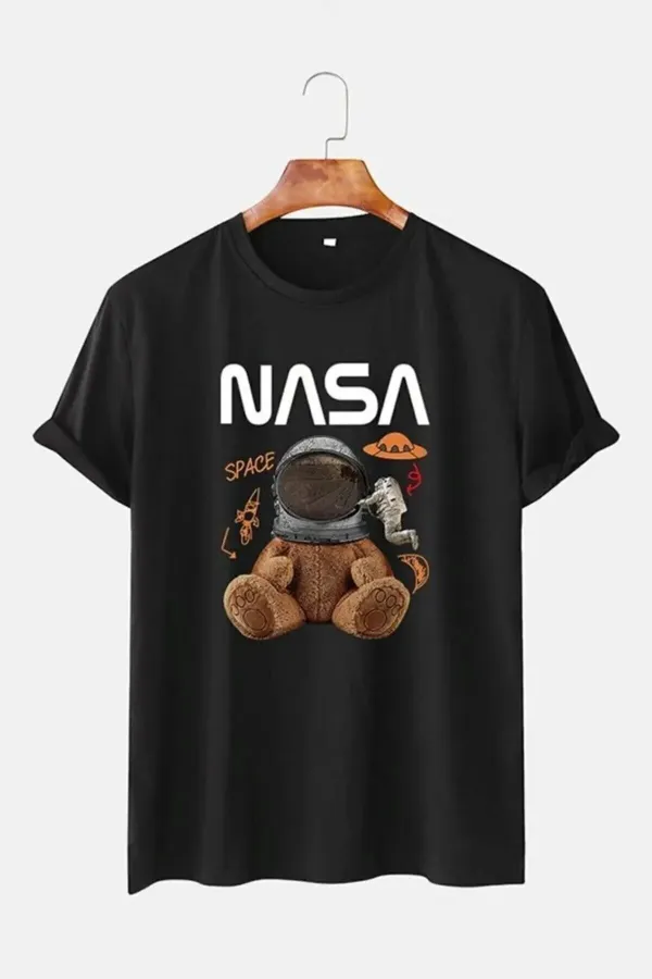 Unisex White Bear NASA garalio T-shirt