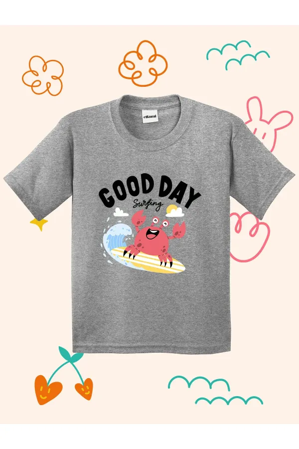 T-shirt enfant imprimé crabe surfeur