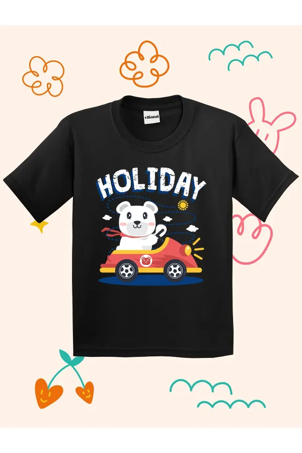 T-shirt enfant imprimé ours en peluche pour les fêtes