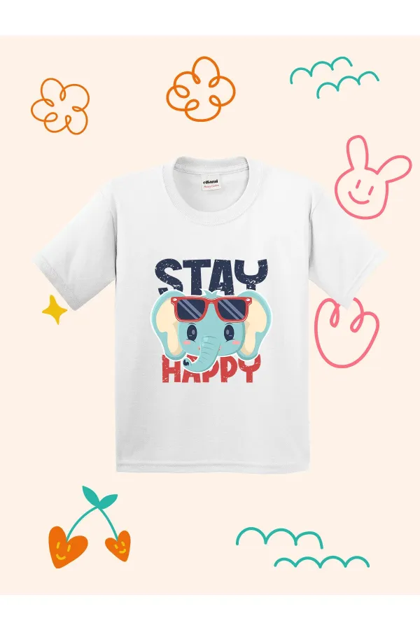 Cute Elephant Design Printed Kids T-shirt