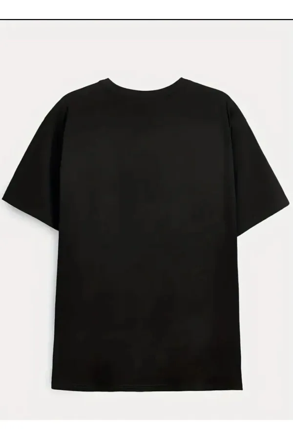 Women's V-Neck Printed Black/White Oversize Boyfriend T-Shirt