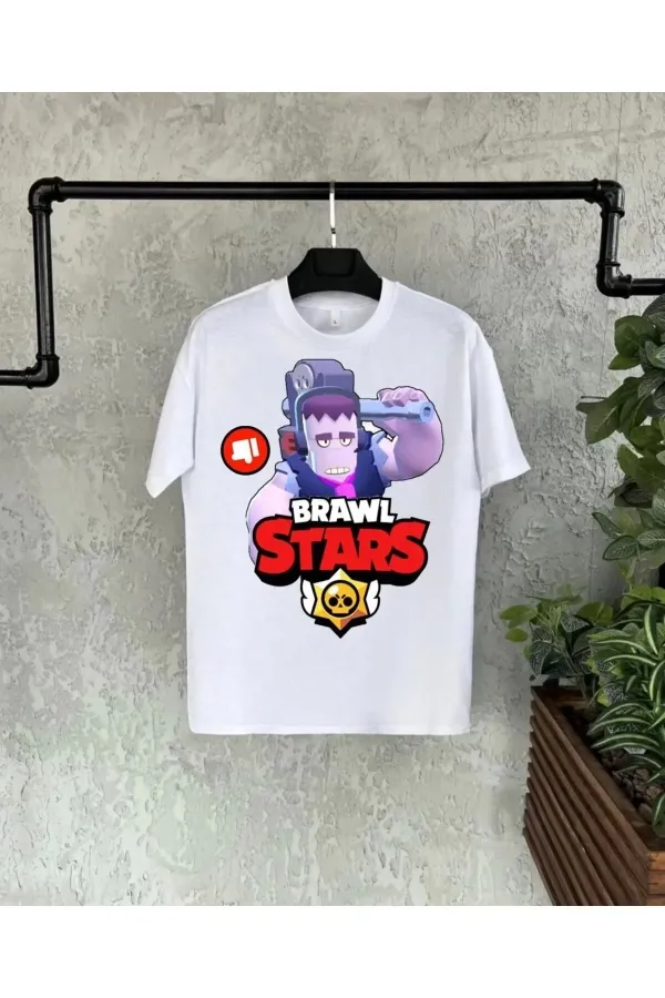 Unisex Bisiklet Yaka Kısa Kol Baskılı Çocuk T-Shirt - Beyaz Unisex Bisiklet Yaka Kısa Kol Baskılı Çocuk T-Shirt - Beyaz