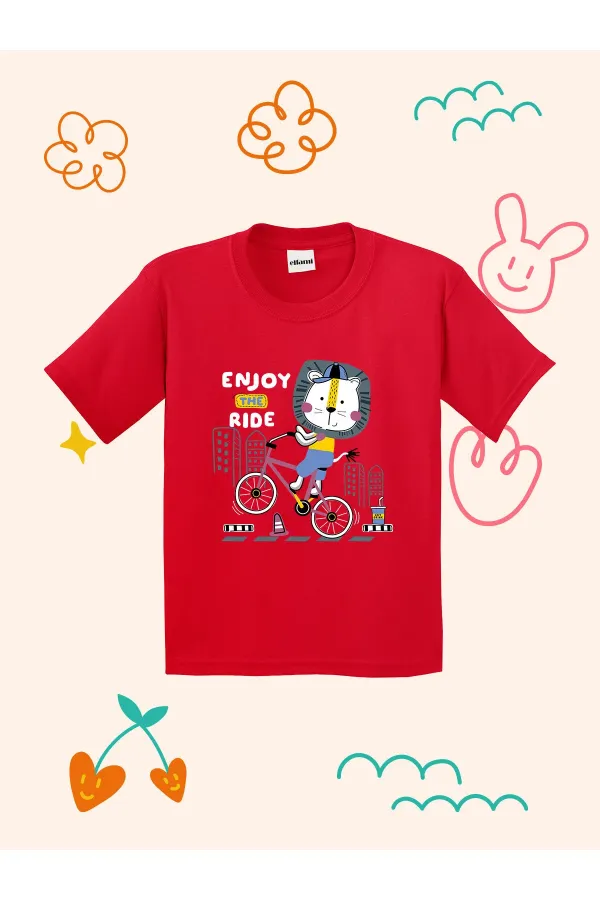T-shirt enfant avec imprimé lion cycliste