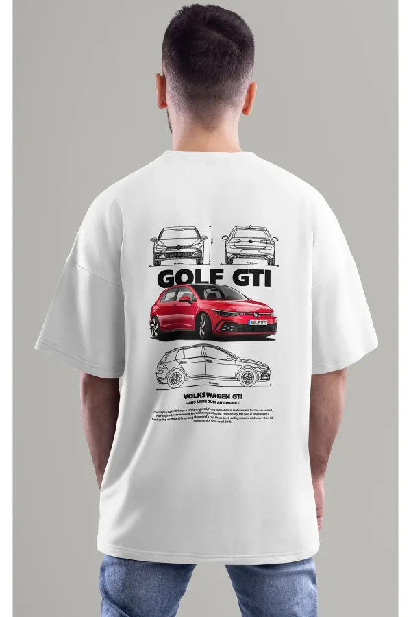 T-shirt unisexe à col rond en coton surdimensionné imprimé coloré pour homme et femme GOLF GTI