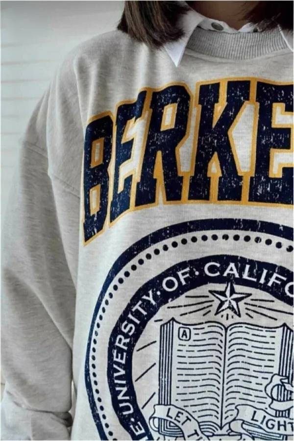 Kadın Gri Berkeley Baskılı Sweatshirt