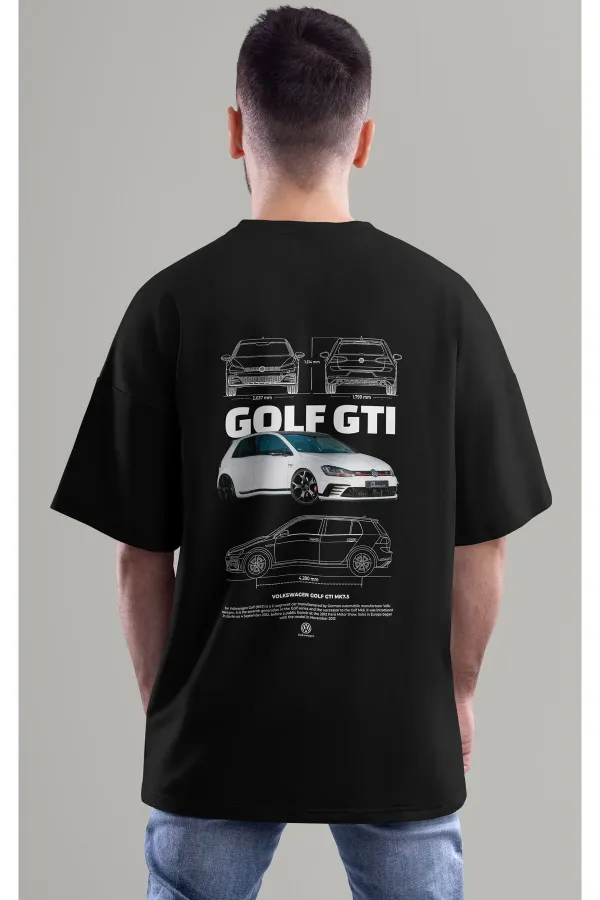 Unisex Erkek/Kadın GOLF GTI MK 7 5 Renkli Özel Baskılı Oversize Pamuklu Bisiklet Yaka T-Shirt Tişört