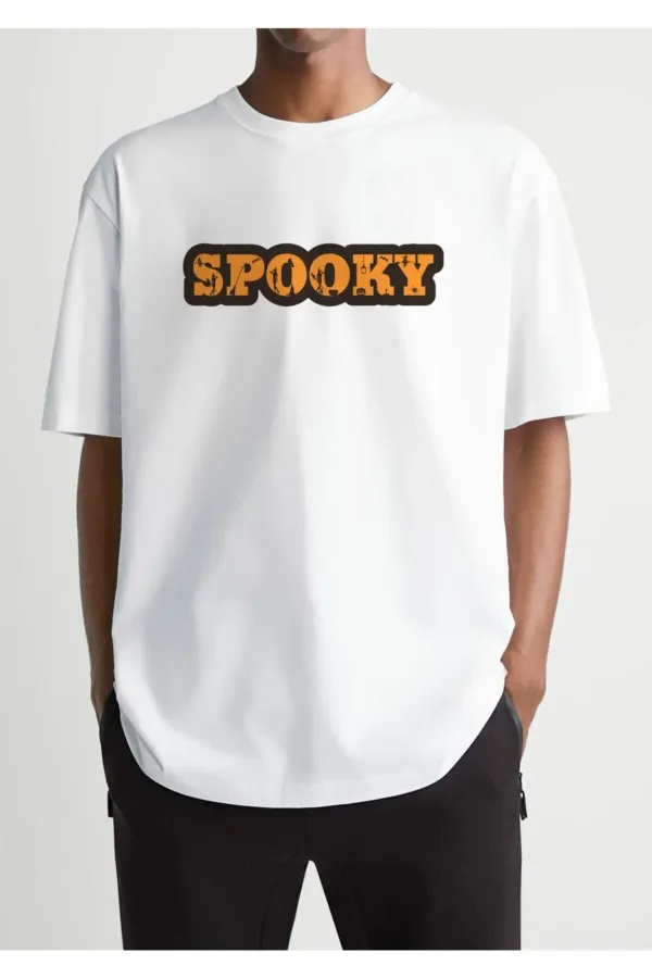 Oversize Spooky Printed White T-shirt