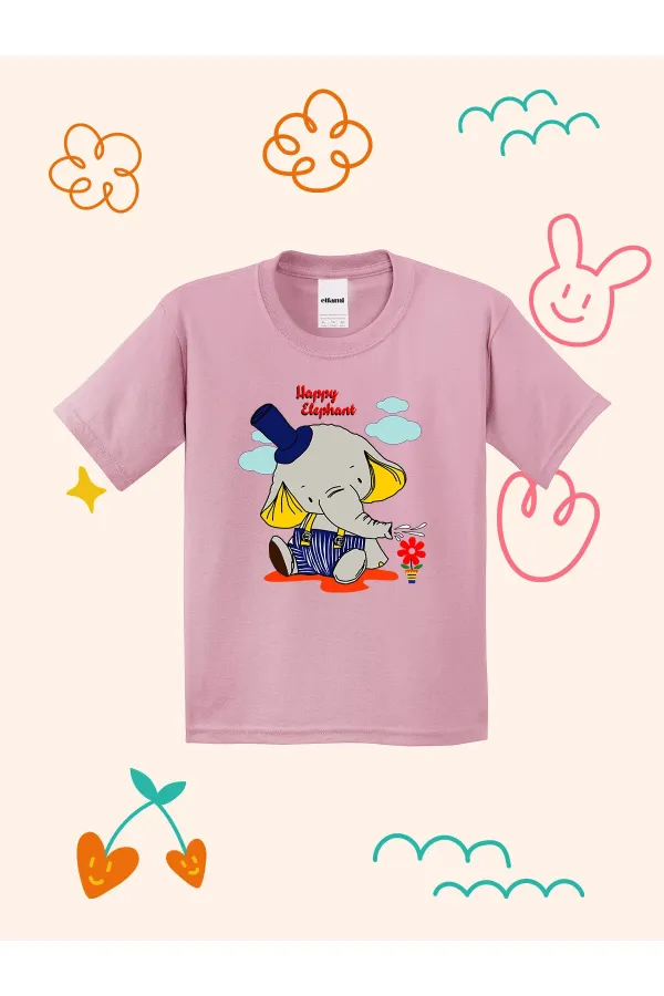 T-shirt enfant imprimé éléphant joyeux