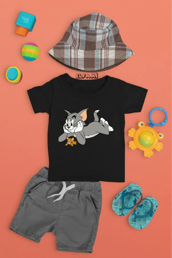 Tom and Jerry Detail Printed Girls/Boys T-Shirt