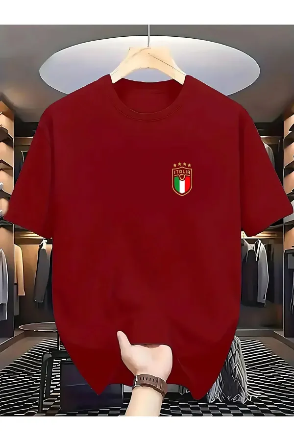 Men's Red Italy Printed Overszie T-shirt