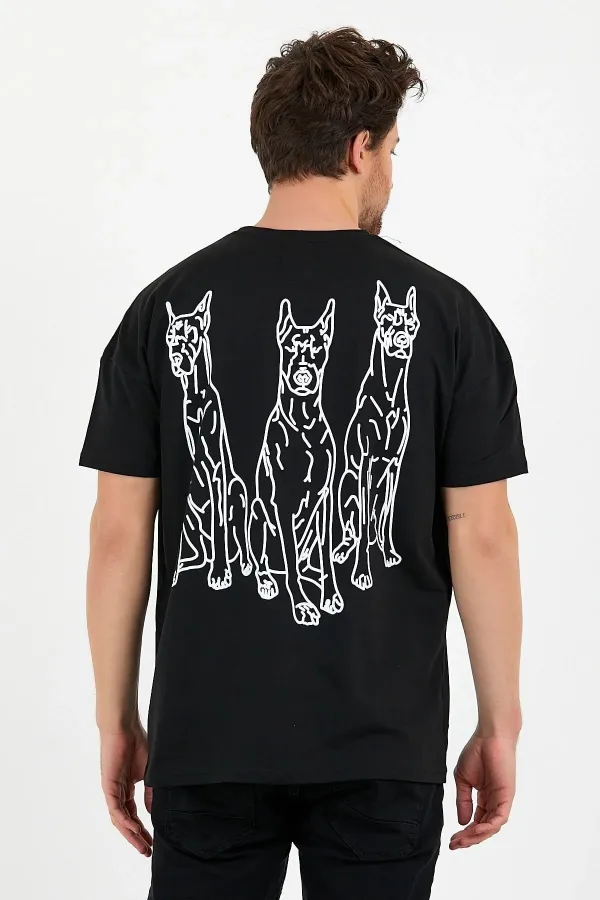 Köpek Desenli Oversize T-shirt