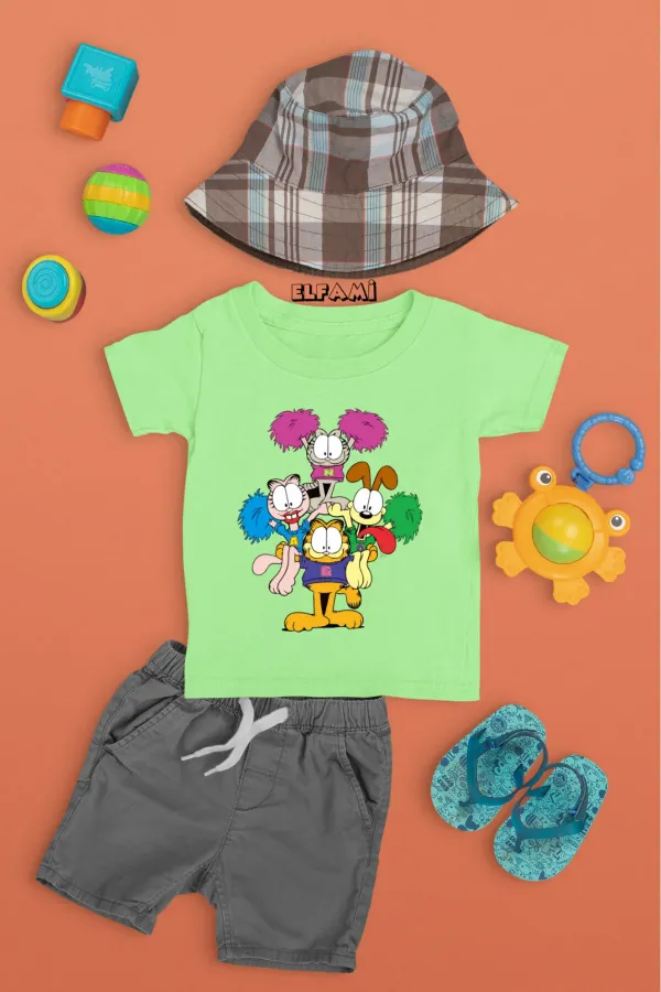 Cartoon Detail Printed Girls/Boys T-Shirt