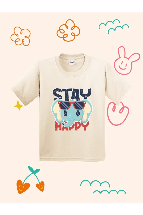 Cute Elephant Design Printed Kids T-shirt